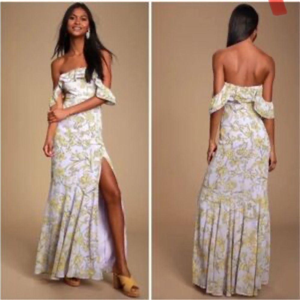 Lulu's Yellow Floral Backless Maxi Dress - Picture 1 of 8